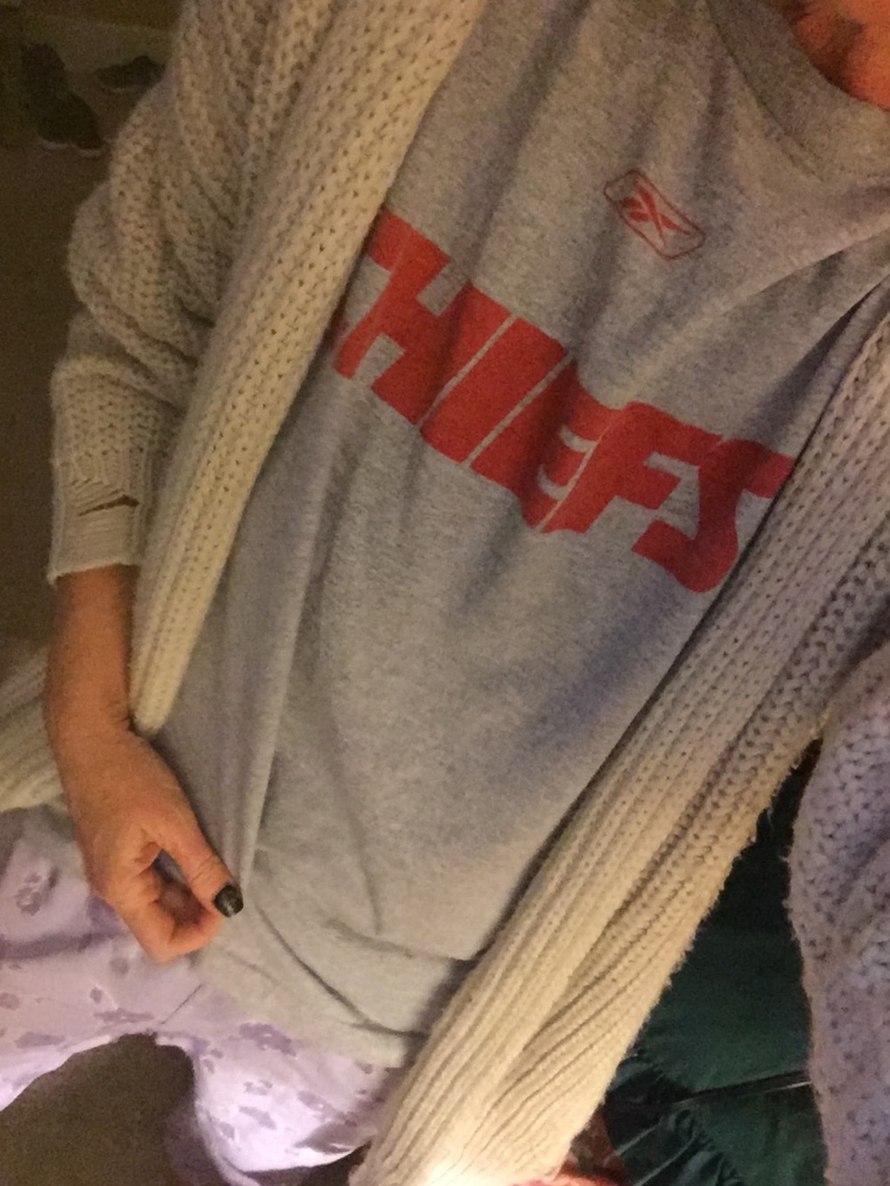 Reebok Gray Long Sleeve Chiefs Logo Shirt